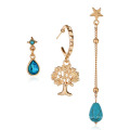 Gold Jewelry Alloy Star Charm Stud Bead Earrings for Girls Fashion